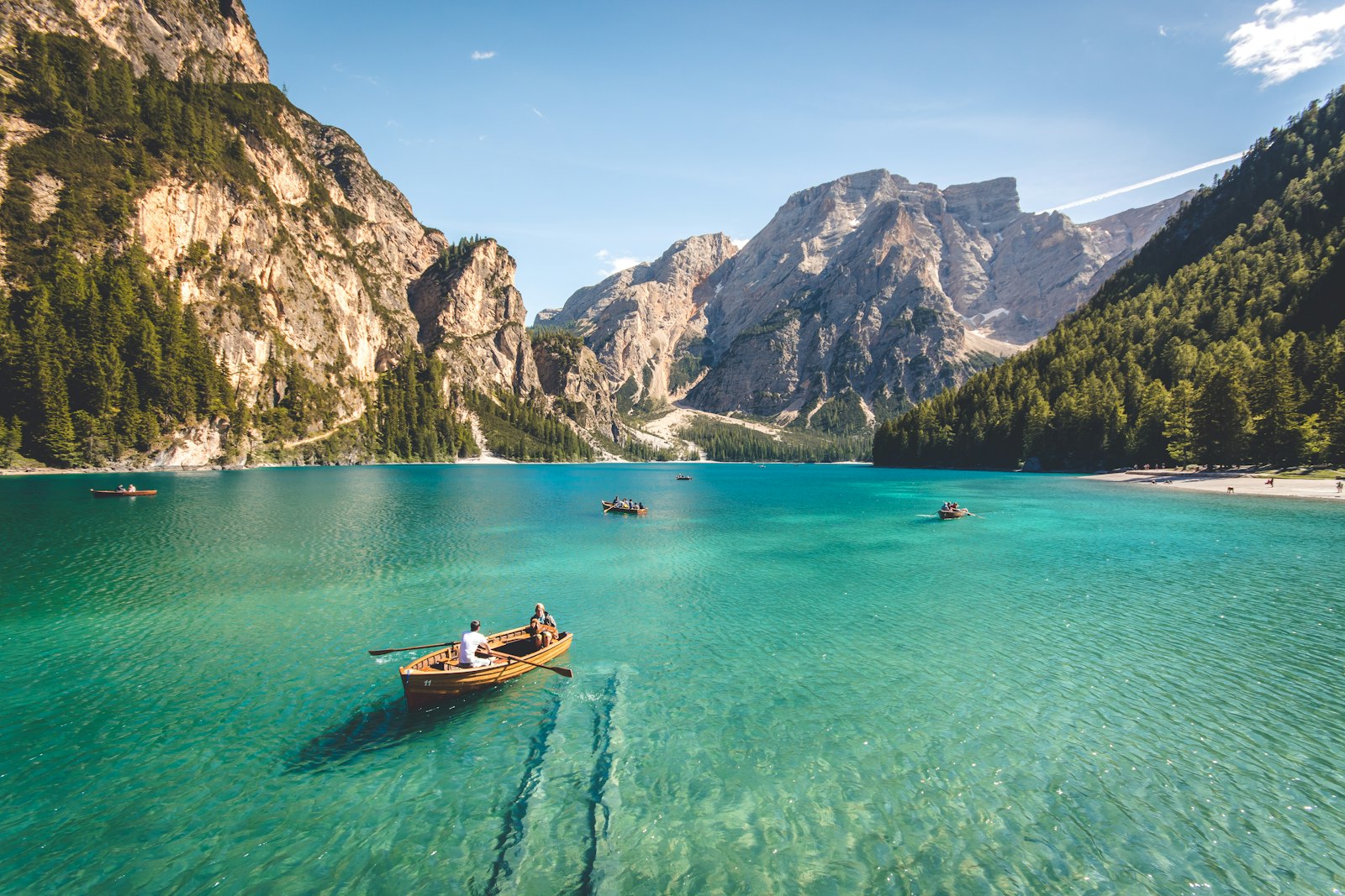 Mountain lake with a rowing boat, from the Northwind campaign shoot